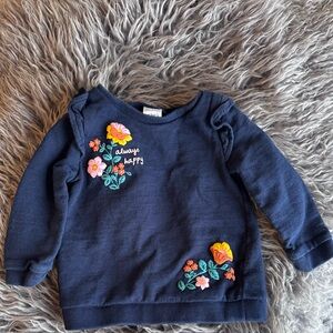 Girls Navy Floral Sweatshirt - Always Happy